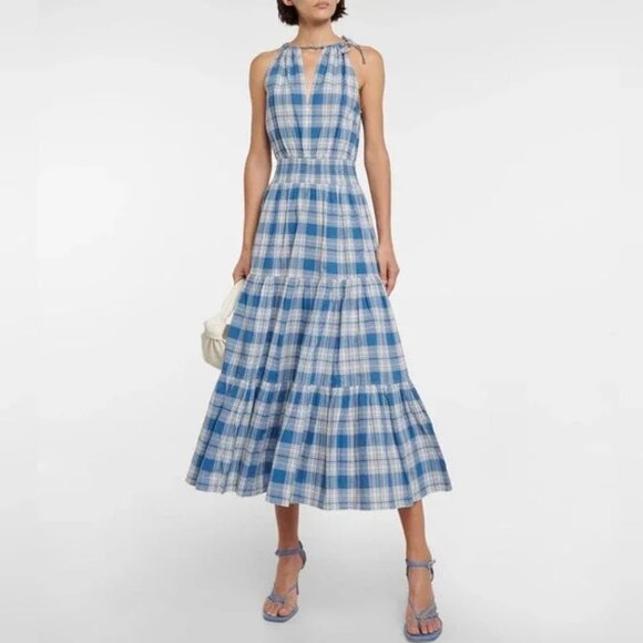 Ralph Lauren Blue Sleeveless Halter Maxi Dress Size 10 New - Picture 1 of 7